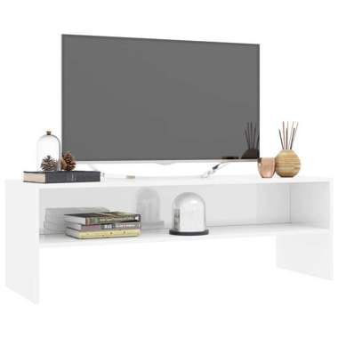   Szafka pod TV, biała, wysoki połysk, 120x40x40cm, płyta wiórowa