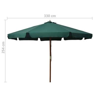   Parasol ogrodowy na drewnianym słupku, 330 cm, zielony