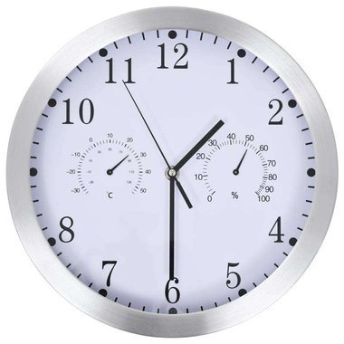   Zegar ścienny z higrometrem i termometrem, 30 cm, biały