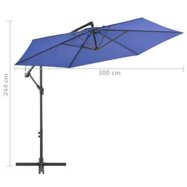   Parasol wiszący z aluminiowym słupkiem, 300 cm, niebieski