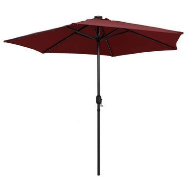   Parasol ogrodowy z LED i aluminiowym słupkiem, 270 cm, bordo