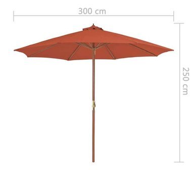   Parasol ogrodowy na drewnianym słupku, 300 cm, terakota