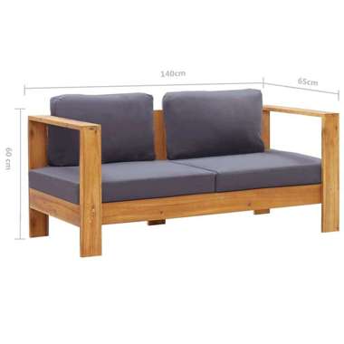   Ławka/sofa ogrodowa z poduszkami, 140 cm, drewno akacji, szara