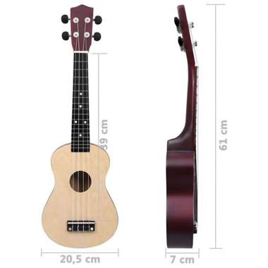   Ukulele sopranowe z pokrowcem, dla dzieci, jasne drewno, 23"