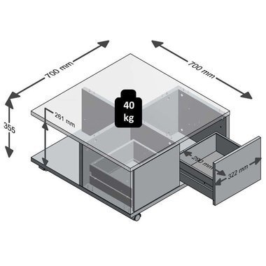 FMD Mobilny stolik kawowy, 70x70x35,5 cm, betonowy i błyszcząca biel