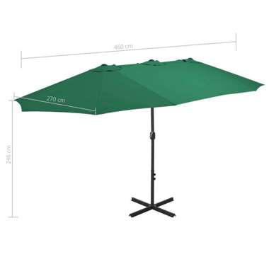   Parasol ogrodowy na słupku aluminiowym, 460 x 270 cm, zielony