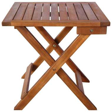   Leżak ze stolikiem, lite drewno akacjowe, brązowy