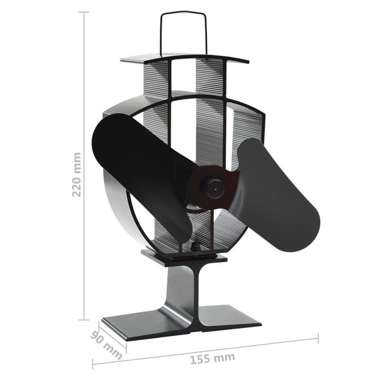   Zasilany ciepłem wentylator kominkowy, 2 łopatki, czarny