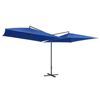   Podwójny parasol na stalowym słupku, 250 x 250 cm, lazurowy