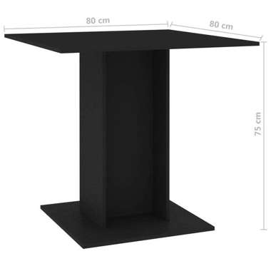   Stół jadalniany, czarny, 80 x 80 x 75 cm, płyta wiórowa