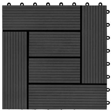   Płytki tarasowe, 11 szt., WPC, 30 x 30 cm, 1 m², czarne