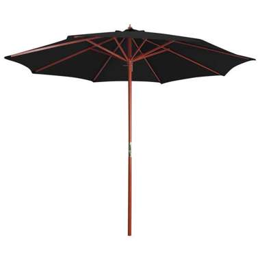   Parasol ogrodowy na drewnianym słupku, 300x258 cm, czarny