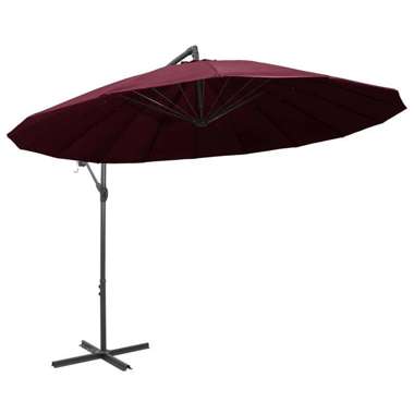   Wiszący parasol ogrodowy, burgund, 3 m, słupek aluminiowy