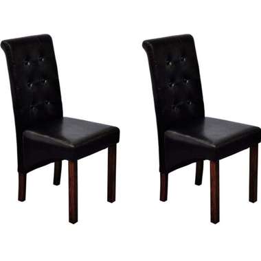   Krzesła stołowe, 2 szt., czarne, sztuczna skóra