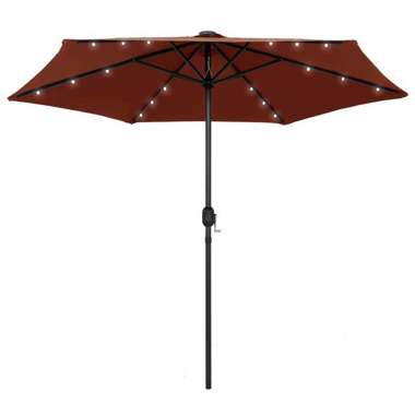   Parasol ogrodowy z LED i aluminiowym słupkiem, 270 cm, terakota