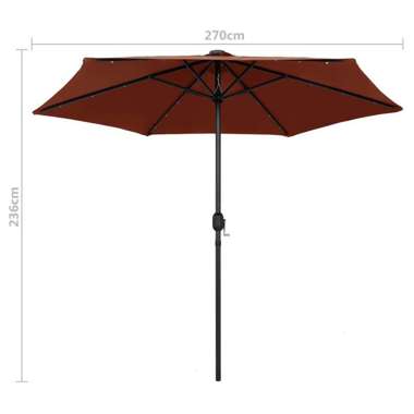   Parasol ogrodowy z LED i aluminiowym słupkiem, 270 cm, terakota