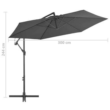   Parasol wiszący na słupku aluminiowym, 300 cm, antracytowy