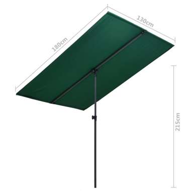   Parasol ogrodowy na słupku aluminiowym, 180x130 cm, zielony