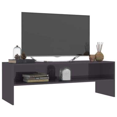   Szafka pod TV, szara, wysoki połysk, 120x40x40cm, płyta wiórowa