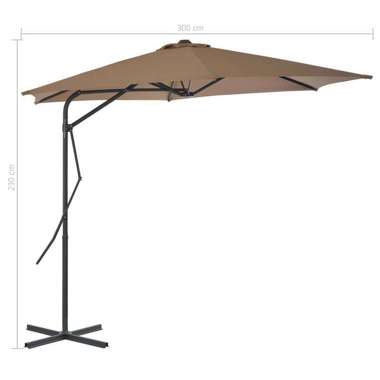   Parasol ogrodowy na słupku stalowym, 300 cm, kolor taupe