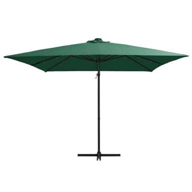   Parasol wiszący z LED i stalowym słupkiem, 250x250 cm, zielony