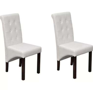   Krzesła stołowe, 2 szt., białe, sztuczna skóra