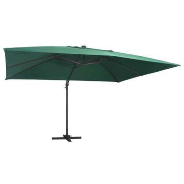   Parasol z LED i aluminiowym słupkiem, 400x300 cm, zielony