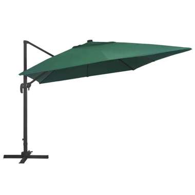   Parasol z LED i aluminiowym słupkiem, 400x300 cm, zielony