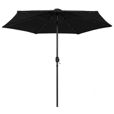   Parasol ogrodowy z LED i aluminiowym słupkiem, 270 cm, czarny