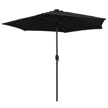   Parasol ogrodowy z LED i aluminiowym słupkiem, 270 cm, czarny