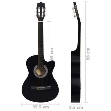   Gitara akustyczna z wycięciem, 6 strun, czarna, 38"