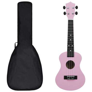   Ukulele sopranowe z pokrowcem, dla dzieci, różowe, 23"