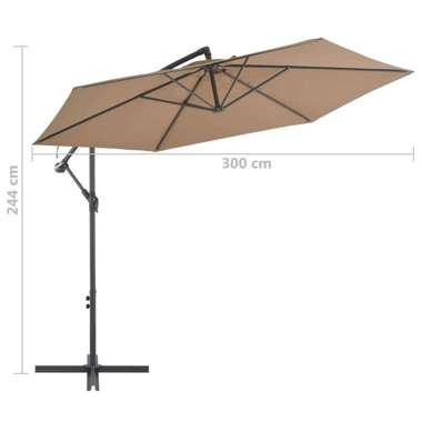   Parasol wiszący z aluminiowym słupkiem, 300 cm, kolor taupe