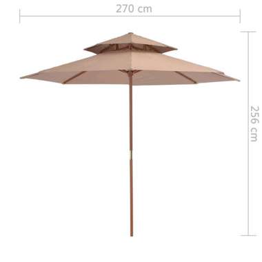   Parasol ogrodowy z podwójnym daszkiem, 270 cm, taupe