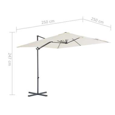   Parasol wiszący ze stalowym słupkiem, 250 x 250 cm, piaskowy