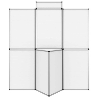   8-panelowa ścianka wystawiennicza ze stolikiem 181x200 cm biała