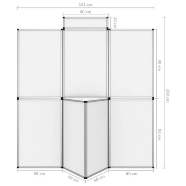  8-panelowa ścianka wystawiennicza ze stolikiem 181x200 cm biała