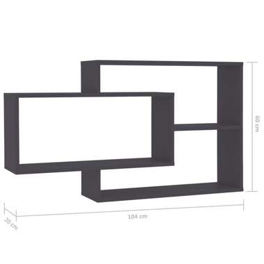   Półki ścienne, szare, 104x20x60 cm, płyta wiórowa
