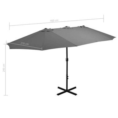   Parasol ogrodowy na słupku aluminiowym, 460x270 cm, antracytowy