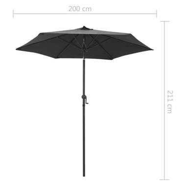   Parasol, antracytowy, 200x211 cm, aluminium