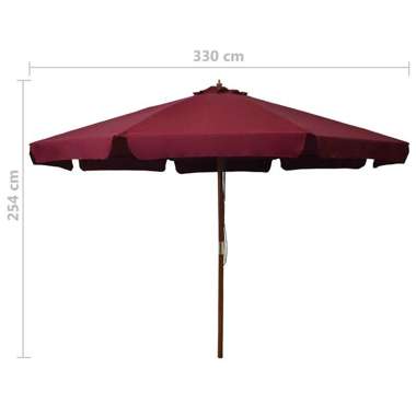   Parasol ogrodowy na drewnianym słupku, 330 cm, burgundowy