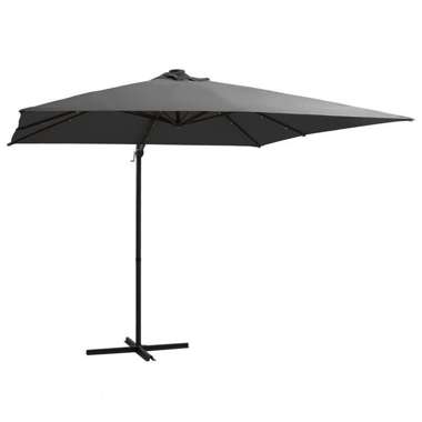   Parasol wiszący z LED i stalowym słupkiem, 250x250 cm, antracyt