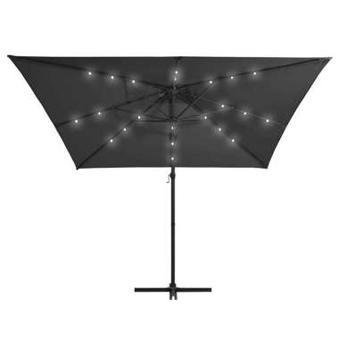   Parasol wiszący z LED i stalowym słupkiem, 250x250 cm, antracyt