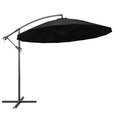   Parasol ogrodowy, wiszący, czarny, 3 m, słupek aluminiowy