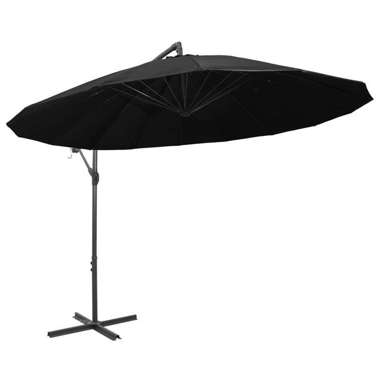   Parasol ogrodowy, wiszący, czarny, 3 m, słupek aluminiowy