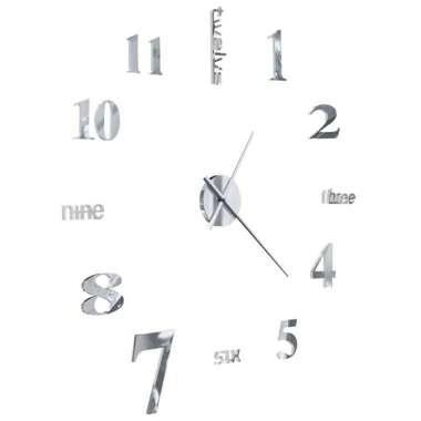  Zegar ścienny 3D, nowoczesny design, 100 cm, XXL, srebrny
