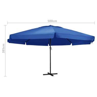   Parasol ogrodowy na słupku aluminiowym, 500 cm, lazurowy