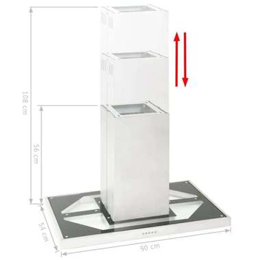   Okap kuchenny LED, stal nierdzewna, 90 cm, 756 m³/h