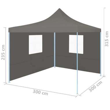   Rozkładany namiot imprezowy z 2 ściankami, 3x3 m, antracytowy