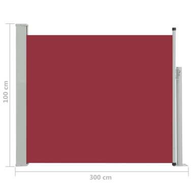   Wysuwana markiza boczna na taras, 100 x 300 cm, czerwona